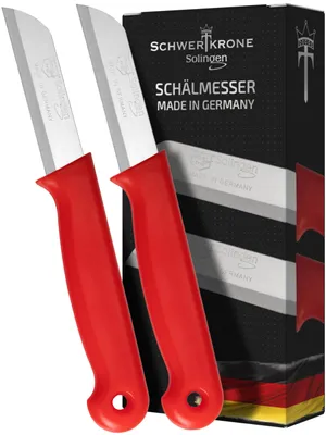 2er-Set Schälmesser, 6 cm Klinge, rot, spülmaschinengeeignet