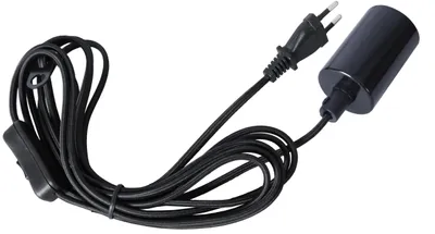E27 Lampenfassung mit Textilkabel und Schalter, schwarz, 3,5 m