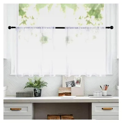 Produktbild von Scheibengardinen Kurz Leinenoptik Weiß, B 60 x H 45 cm Bistrogardine, Weißer Fenstervorhang für Kleine Fenster in Küche und Wohnzimmer