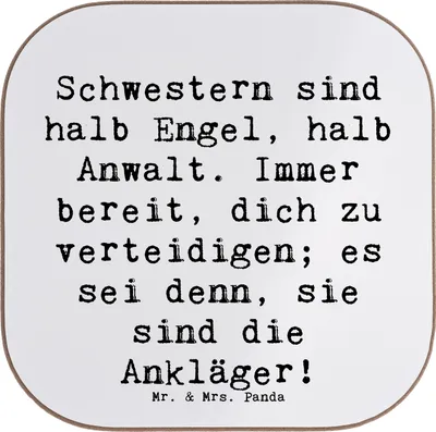 Produktbild von Mr. & Mrs. Panda Untersetzer für Gläser Spruch Schwesternwunder - Weiß - Geschenk, familienbeziehung, Coaster, Tischuntersetzer, Familienmitglieder, gläseruntersetzer