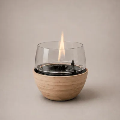 Produktbild von Tenderflame Tulip 14 Natural Bamboo - Tischkamin Tischfeuer Indoor, Bioethanol-Alternative mit Tenderfuel, dekoratives Deko-Feuer für Wohnzimmer, Tisch und Balkon