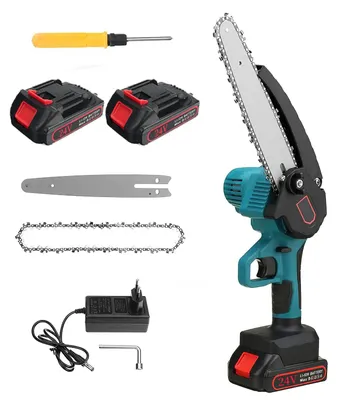 Produktbild von Elektrische Kettensäge 20 cm - Hand-Astsäge - Akku betrieben - Bürstenloser Motor - 18V - Kabellos - 2 Akkus