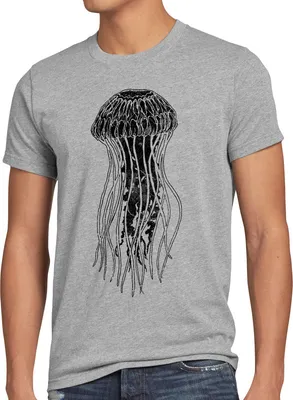 Produktbild von style3 Leonard Jellyfish Herren T-Shirt Qualle, Größe:5XL, Farbe:Grau meliert