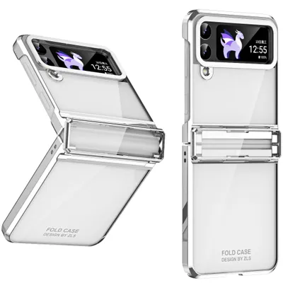Obrázek produktu pro Pouzdro pro Samsung Galaxy Z Flip 4 5G Ultratenké pokovování průhledné pouzdro s ochranou pantu Stříbrný