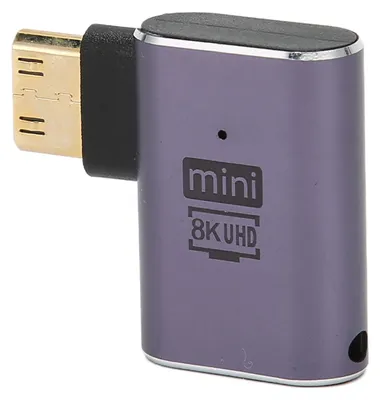 Obrázek produktu pro Adaptér Mini HD na HD s pravoúhlým konektorem, 8K, 60 Hz, 48 Gb/s, LED indikátor – převodník Mini HD na HD pro webovou kameru notebooku a tabletu