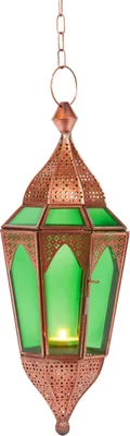 Produktbild von Orientalisches Windlicht Laterne Glas Lalita Grün 41 cm groß | Orientalische Glas Teelichthalter Hängewindlicht mit Henkel orientalisch | Marokkanische Windlichter hängend als Hängewindlichter