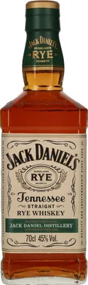 A bottle of Jack Daniel's Tennessee Straight Rye Whiskey.
