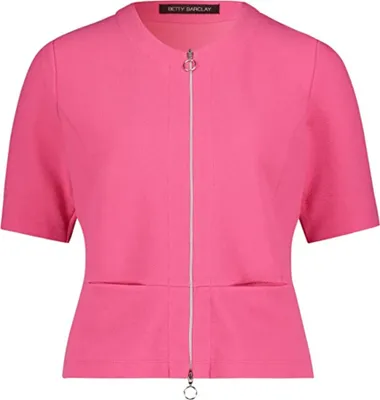 Produktbild von Betty Barclay Damen Sweatjacke Halbarm mit Reißverschluss, Rundhals, 54 cm Länge