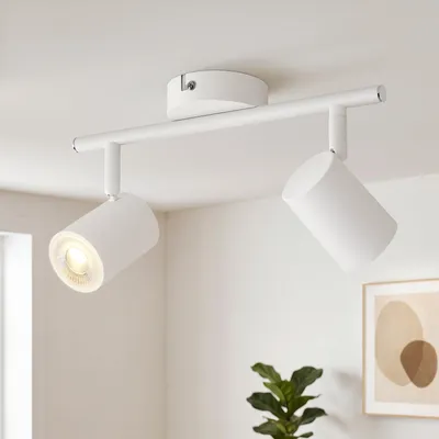 Zdjęcie produktu dla Lampa sufitowa, biała, 2 reflektory, obrotowe, żarówki GU10