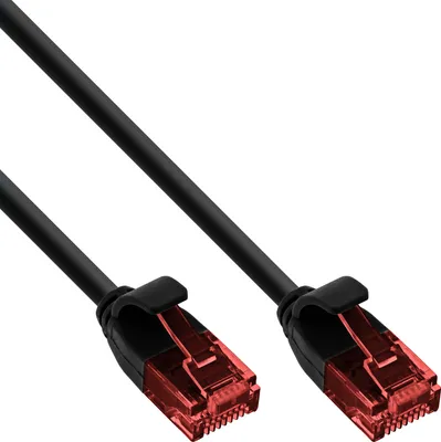 Produktbild von InLine Slim Patchkabel, U/UTP, Cat.6, schwarz, 10m, 10 m, Cat6, U/UTP (UTP), RJ-45, RJ-45, Schwarz