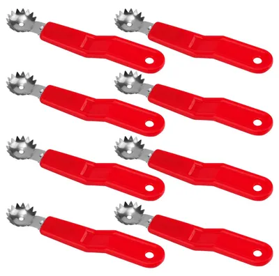 8er-Set Obstentkerner aus Edelstahl, rot, 11,5 cm