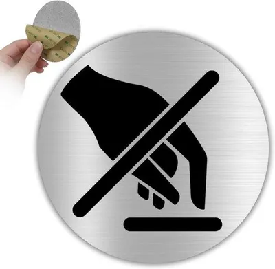 Zdjęcie produktu dla Znaki higieniczne – znak zakazu – aluminium – Ø 100 mm – biały – ochrona higieniczna