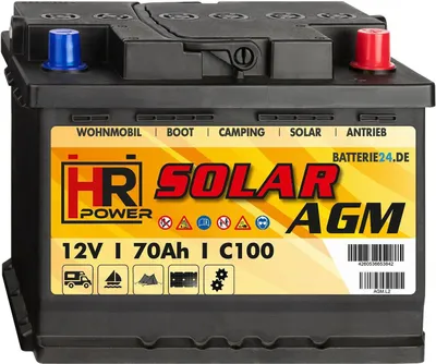 Produktbild von HR Solar AGM Versorgerbatterie 12V 70Ah