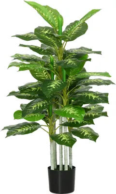 Image de HOMCOM Plante artificielle calathea hauteur 120 cm pot ciment - intérieur