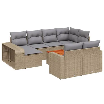 Immagine prodotto di vidaXL Set di divani da giardino 11 pezzi con cuscini Beige poly rattan