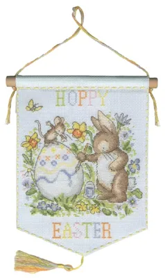 Immagine prodotto di Bothy Threads, kit per ricamo a punto croce "Buona Pasqua", schema a punti, codice prodotto XKG24, dimensioni 20x24 cm