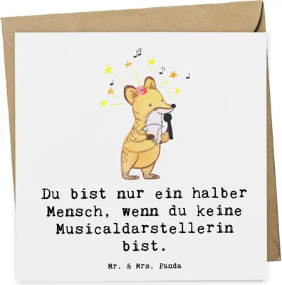 Produktbild von Mr. & Mrs. Panda Glückwunschkarte Musicaldarstellerin Herz - Weiß - Geschenk, anlasskarte, faltkarte, Grußkarte, doppelkarte, Klappkarte