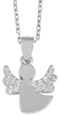 Produktbild von 925/- Echt Silber Anhänger ohne Kette "Elisa", Engel mit zirkoniabesetzten Flügeln
