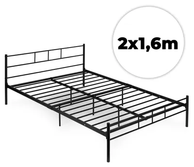 Obrázek produktu pro Kovová postel 160x200 cm s roštem černý rám ModernHome