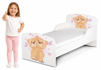 Produktbild von Bayagu Weißes Kinderbett 140x70cm aus Holz mit 10 cm Schaumstoffmatratze