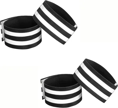 Produktbild von 4 Stück Fahrradhoseclip, schwarz, Fahrradbeinschutz, 35 x 5 cm, elastischer Fahrradhoseclip, Damen/Herren, Reflektoren, reflektierendes Band, Hosenband