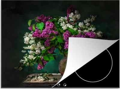 Produktbild von KitchenYeah© Herdabdeckplatte Vintage - Blumen - Stilleben , 57x51cm, Küche Deko, Glaskeramikkochfeld Herdabdeckung, Abdeckplatte fùr Kochfeld