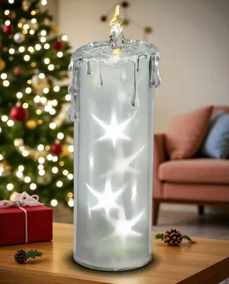Produktbild von LED Kerze Weihnachtsdeko aus Acryl mit Sternmotiv und Timer 7 x 18 cm