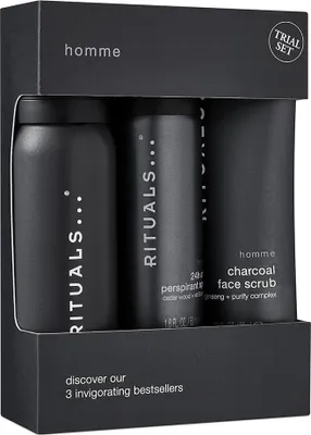 Immagine prodotto di Rituals Homme Set di prova Doccia schiuma 50ml/24h Spray antitraspirante 50ml/Gommage viso al carbone 70ml 170 ml