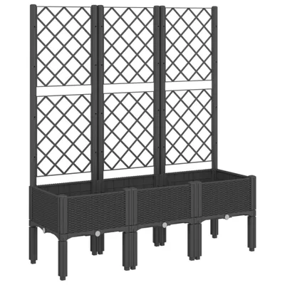 Produktbild von vidaXL Pflanzkübel mit Rankgitter Schwarz 120x40x142 cm PP