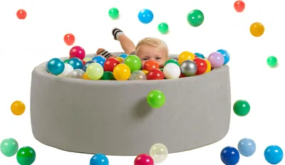 Produktbild von sunnypillow Bällebad für Baby Kinder mit 400 bunten Bällen ∅ 7cm Bällepool 90x30cm viele Farben zur Auswahl Spielbälle Kugelbad Spielbecken Farbe : grau