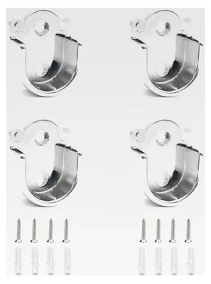 Produktbild von 4 Stück Flanschhalterungen für Kleiderstangen 25mm Zinklegierung U-förmig