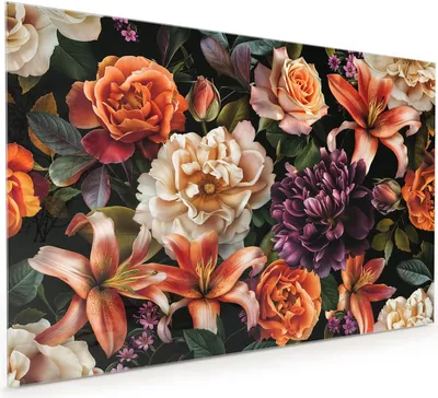 Produktbild von Küchenrückwand Spritzschutz Glas mit Motiv Blumenpracht 40 x 40 cm