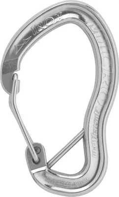 Edelstahl Karabiner von Austri Alpin; Modell MICRO Drahtbügel mit Splint; für Klettern geeignet.