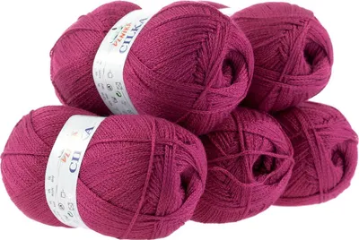 500g Strickgarn CILKA by VLNIKA Klassikgarn Strickwolle mit Schimmereffekt, viollet
