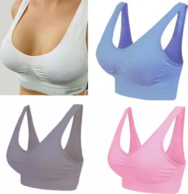 Produktbild von 3-er Damen Komfort BHs Nahtlos Bustier Sport Push Up Top BHs Fitness Yoga BHs,Lila/Rosa/Blau,3XL Bustiers