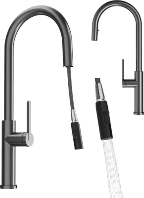 Produktbild von Granitan | Küchenarmatur Prati - Gun Grey - Gesamthöhe 53 cm - Ausziehbarer Auslauf - Zweifunktionale Armatur