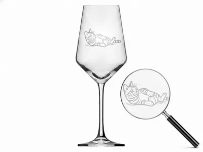 Produktbild von Exoda Weinglas Katzen Gravur 1 Stück 350 ml spülmaschinenfest