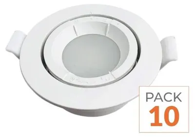 Image de Pack de  10 - Support Spot Encastrable GU10 LED Orientable Rond BLANC