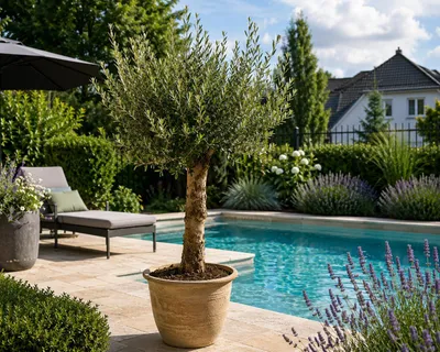 Produktbild von XXL Olivenbaum 25–30 Jahre alt Olea Europaea Hochstamm 160–200 cm Formgehölz Stammumfang ca. 20 cm Mediterraner Olivenbaum
