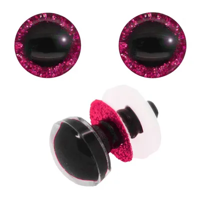 Produktbild von 5 Paar Glitzer-Augen 12 - 40mm m. Gegenstück Sicherheitsaugen Amigurumis Kuscheltiere Teddy Variantenwahl, Größe:Ø 25 mm x 25 mm, Farbe:pink
