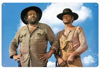 Productafbeelding van Bud Spencer & Terence Hill, metalen bord, blauwe lucht, 20 x 30 cm