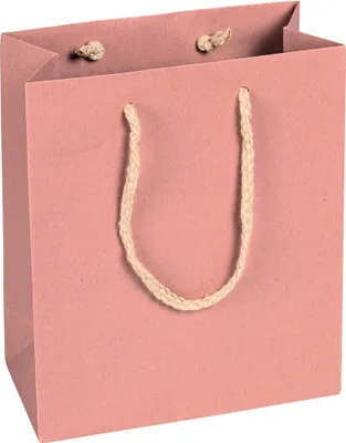 Produktbild von Papiertragetaschen, Rosa, 16 x 19 x 8 cm, Baumwollkordel - 12er Pack