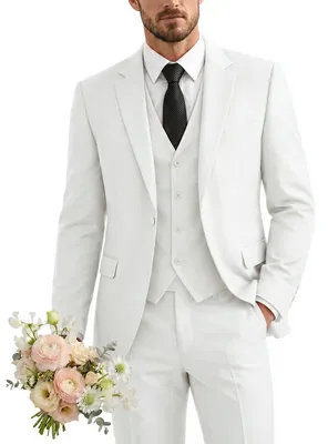 Produktbild von YND Herren Slim Fit 3-teiliger Anzug, EIN-Knopf, solide Jacke, Weste, Hose Set m