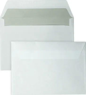 Produktbild von DULA - C6 Umschläge A6 weiß - 114 x 162 mm - 100 Stück - Selbstklebend mit Klebestreifen - 80 Gramm