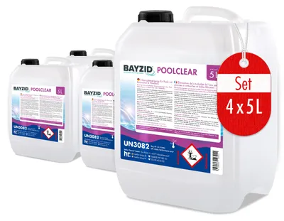 Produktbild von 4x5 L BAYZID® Poolclear Trübungsbeseitigung für Pool-Filter mit Kartuschen & Filterballs