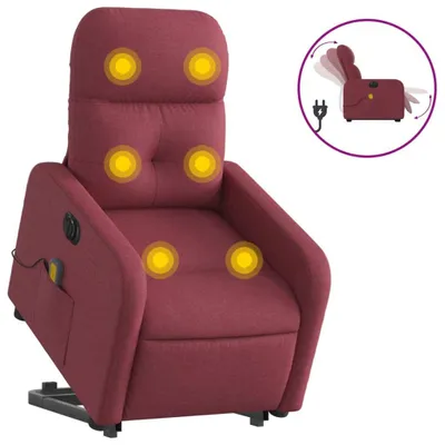 Produktbild von vidaXL Elektrischer Massagesessel mit Aufstehhilfe Weinrot Stoff