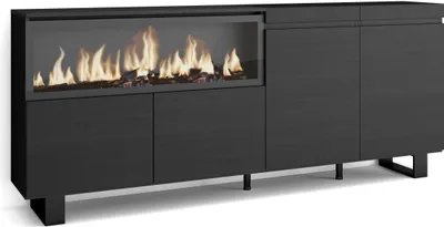 Produktbild von Sideboard, Highboard, 208x35x87cm, 4 Türen, Elektrokamin XXL, Industriedesign, Schwarz
