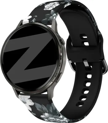 Produktbild von Bandz Silikonarmband „Pink Flower“, passend für Garmin Vivoactive 4s / Vivomove 3s / Venu 4 (41 mm) / Venu 3s / Venu 2s / Forerunner 265s – Pink