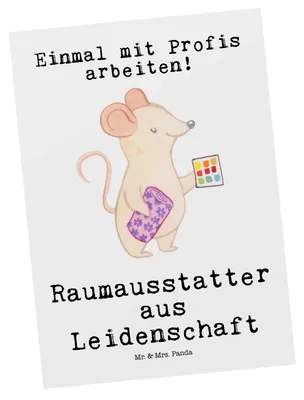 Produktbild von Mr. & Mrs. Panda Postkarte Raumausstatter Leidenschaft - Weiß - Geschenk, Ansichtskarten, Grußkarte, Ansichtskarte, bildkarte, Postkarten