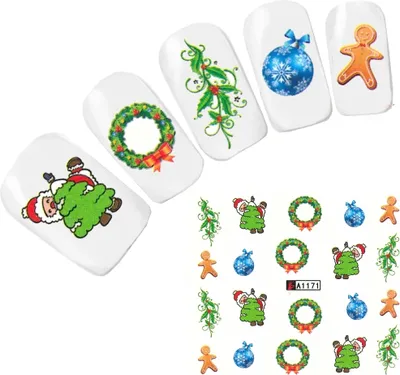 Produktbild von Tattoo Nail Art Nikolaus Santa Weihnachten Advent Aufkleber Nagel Sticker